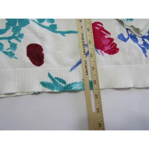 Zara Floral Knit Sweater Crew Women's size M Coastal Boho Cottagecore Whimsical - Picture 7 of 7